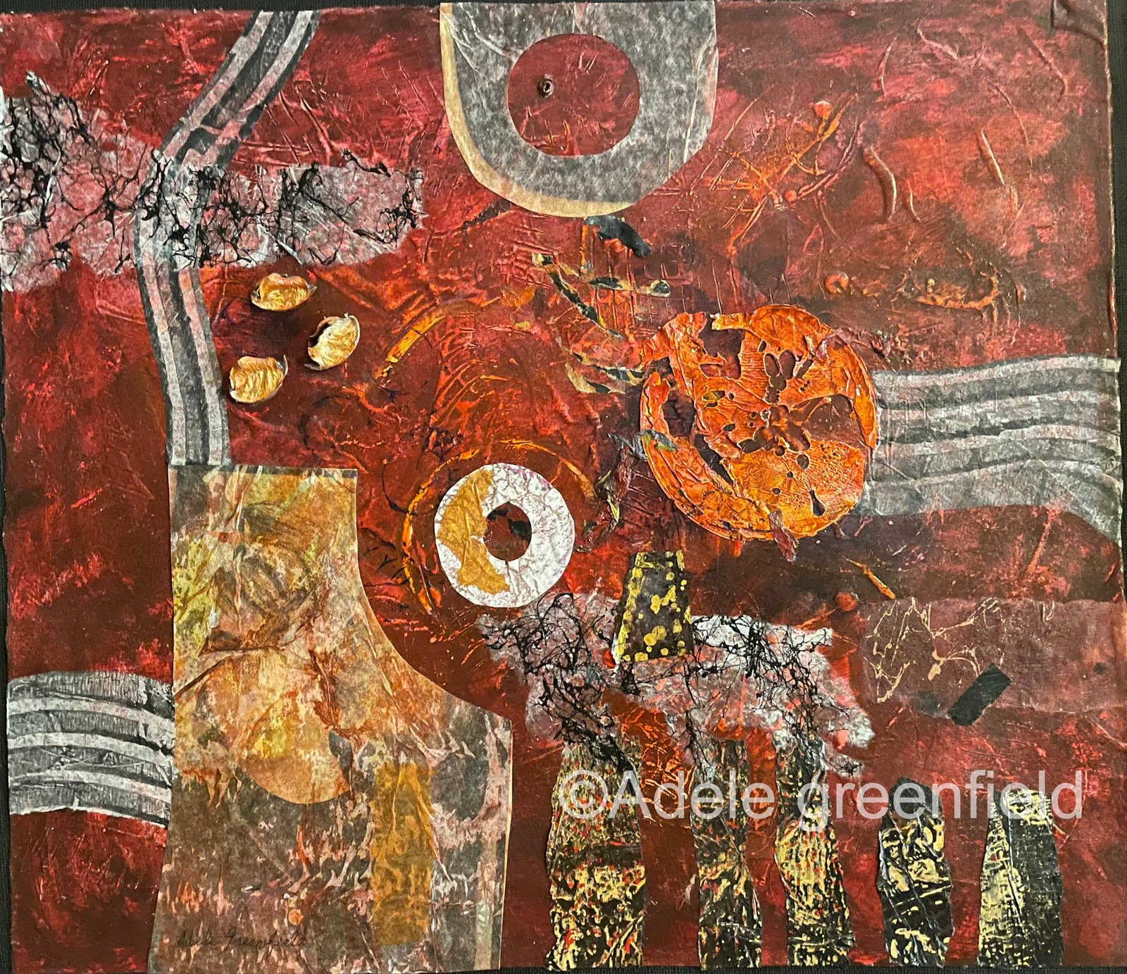 Pretty in Red – Oil paint & mixed media